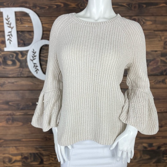 A.n.a | Crochet‎ Hook Chunky Knit Wide Bell Sleeve Sweater Chenille Silky Fabric - Picture 1 of 10